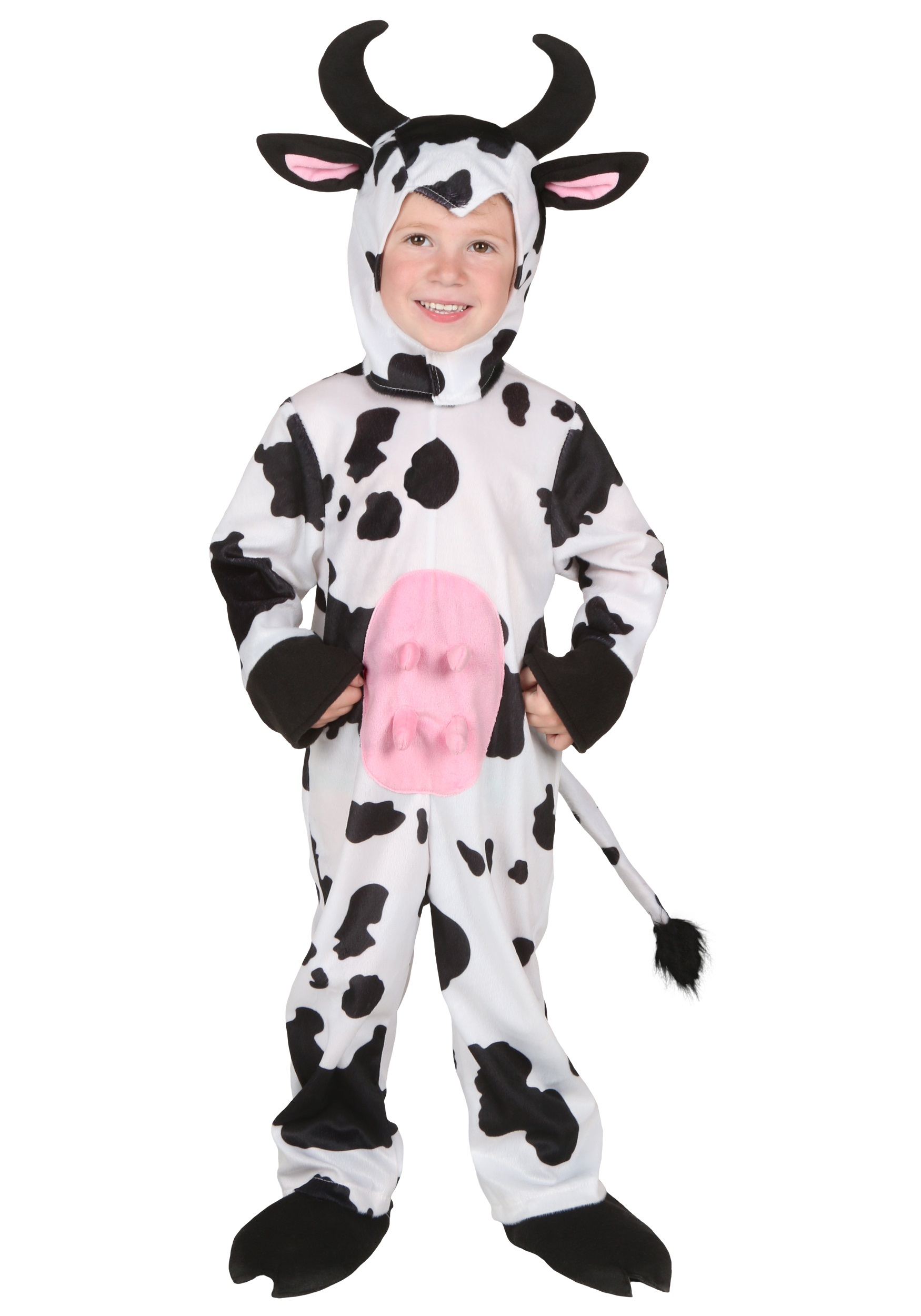 TODDLER COW COSTUME with bodysuit hood and booties