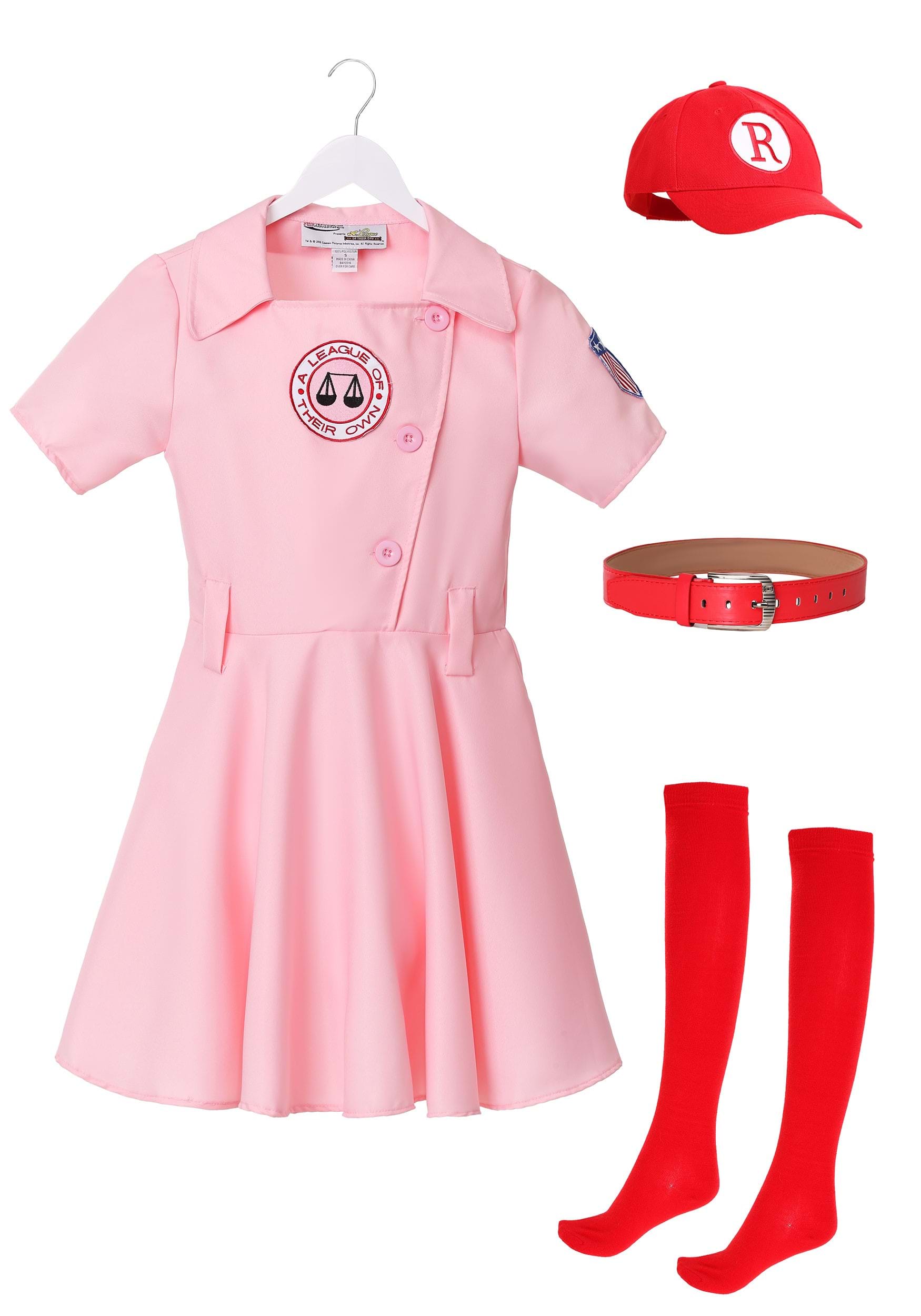 A League of Their Own Dottie Cosplay Costume Women Pink Dress Outfit
