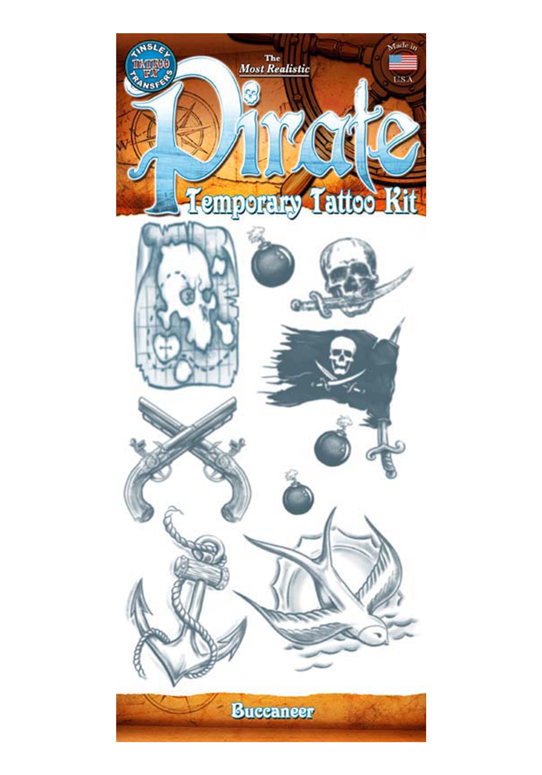 Kit de tatuaje de Buccaneer de pirata temporal Multicolor
