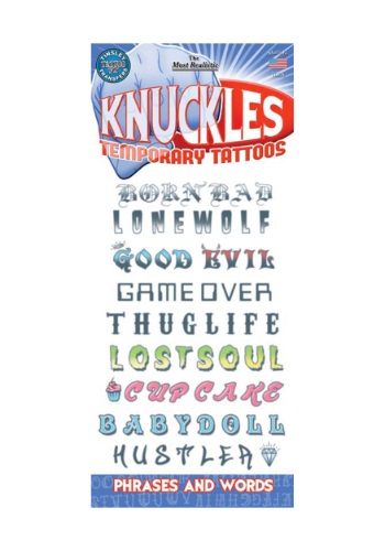 Knuckle Phrases Temporary Tattoos