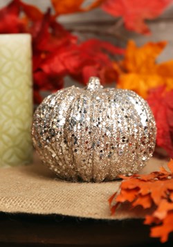 5 Inch Champagne Glitter Pumpkin