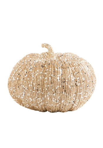 7-Inch Glitter Champagne Pumpkin Halloween Decoration | Halloween Home Decorations