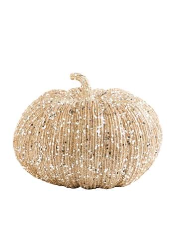 7 Inch Champagne Glitter Pumpkin Halloween Decoration