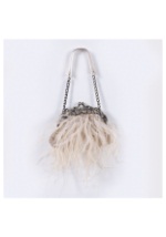 Cream Feather Bag with Chain