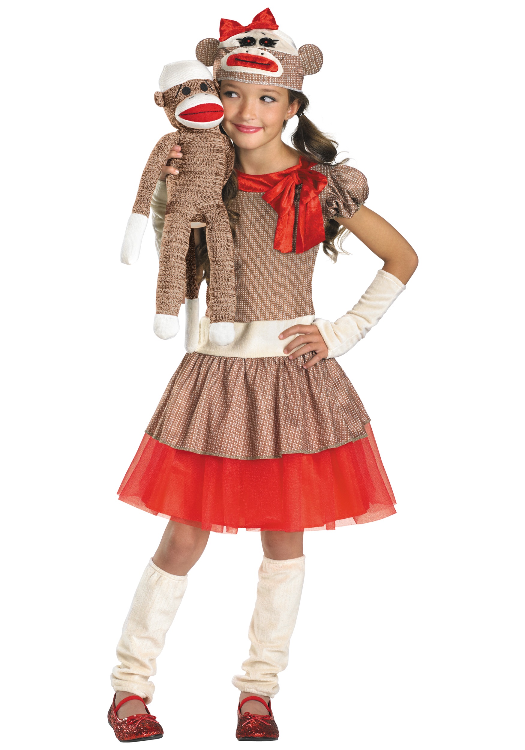 Girls Sock Monkey Costume