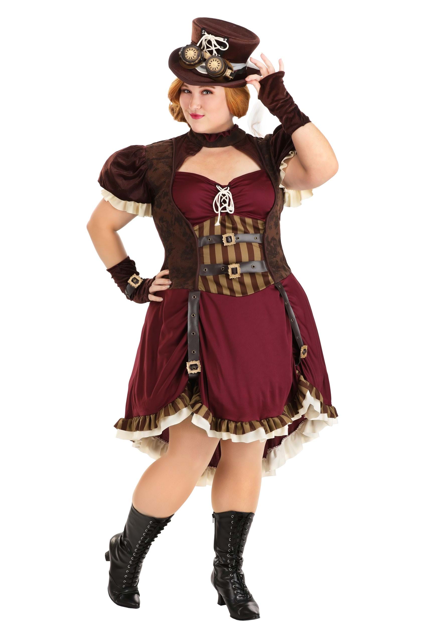 California Costume Collections Women's Plus Size Steampunk Lady Costume, Size 1X, Moccaccino/Orchid