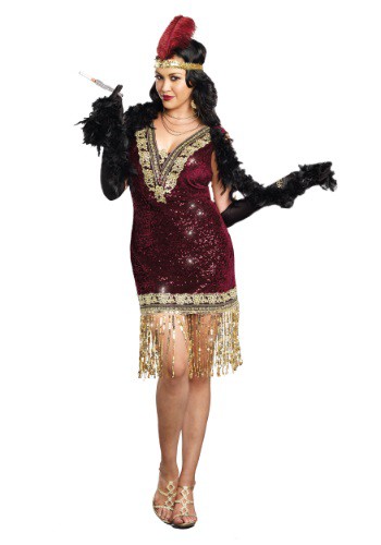 Plus Size Sophisticated Lady Flapper Dress Costume 