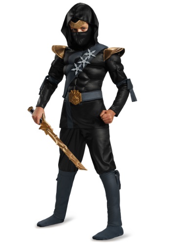 Boys Black Ninja Classic Muscle Costume