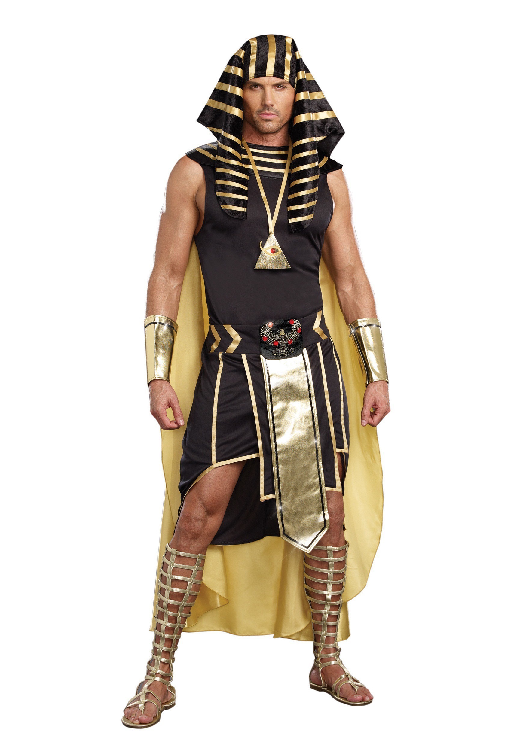 Men's Egyptian Costume Ancient Robe Pharaoh Egypt King Set Halloween Fancy  Dress