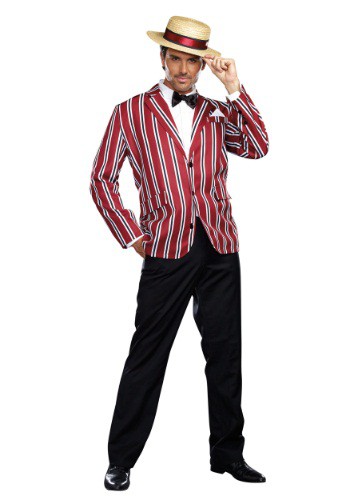 Men's Good Time Charlie Costume - red-striped costume with matching fedora hat