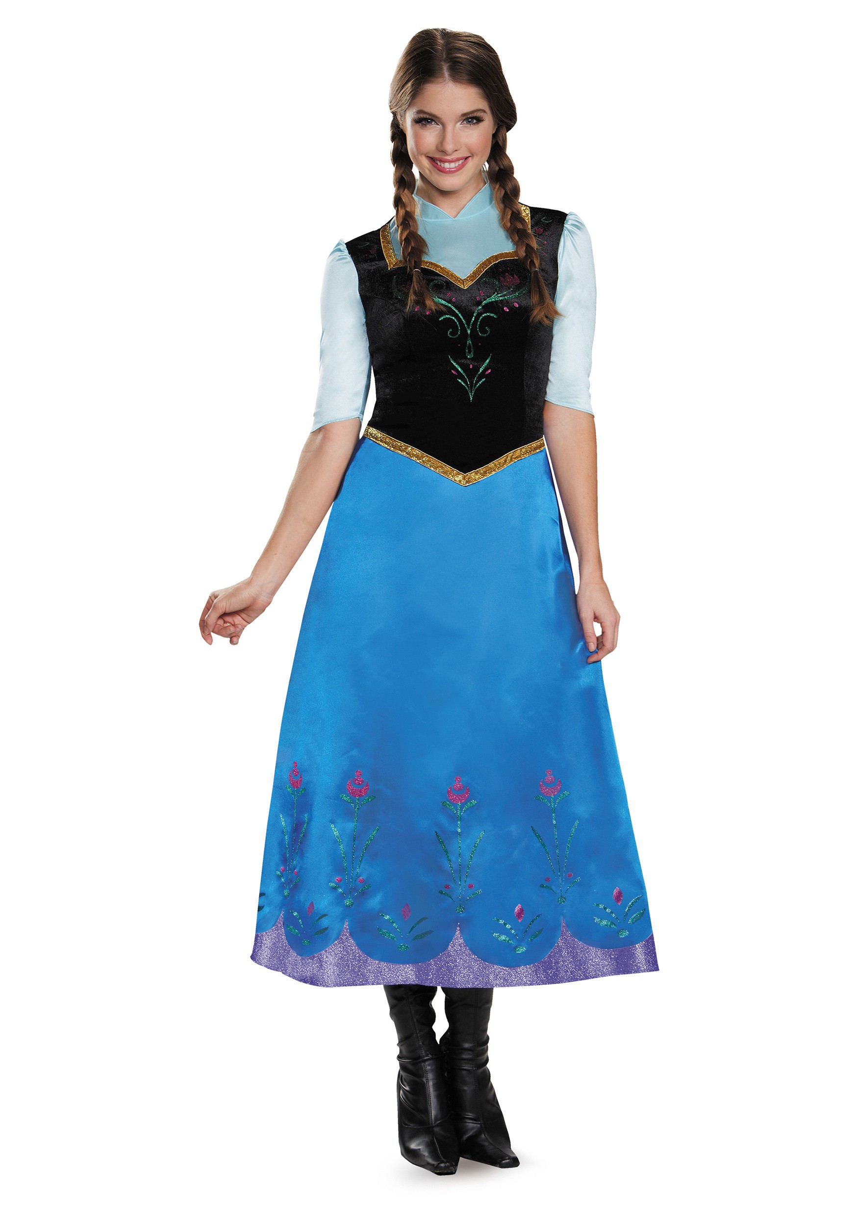 Photos - Fancy Dress Deluxe Disguise Frozen Traveling Anna  Costume Black/Blue/Red 