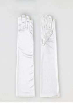 Adult Long Beige Satin Gloves