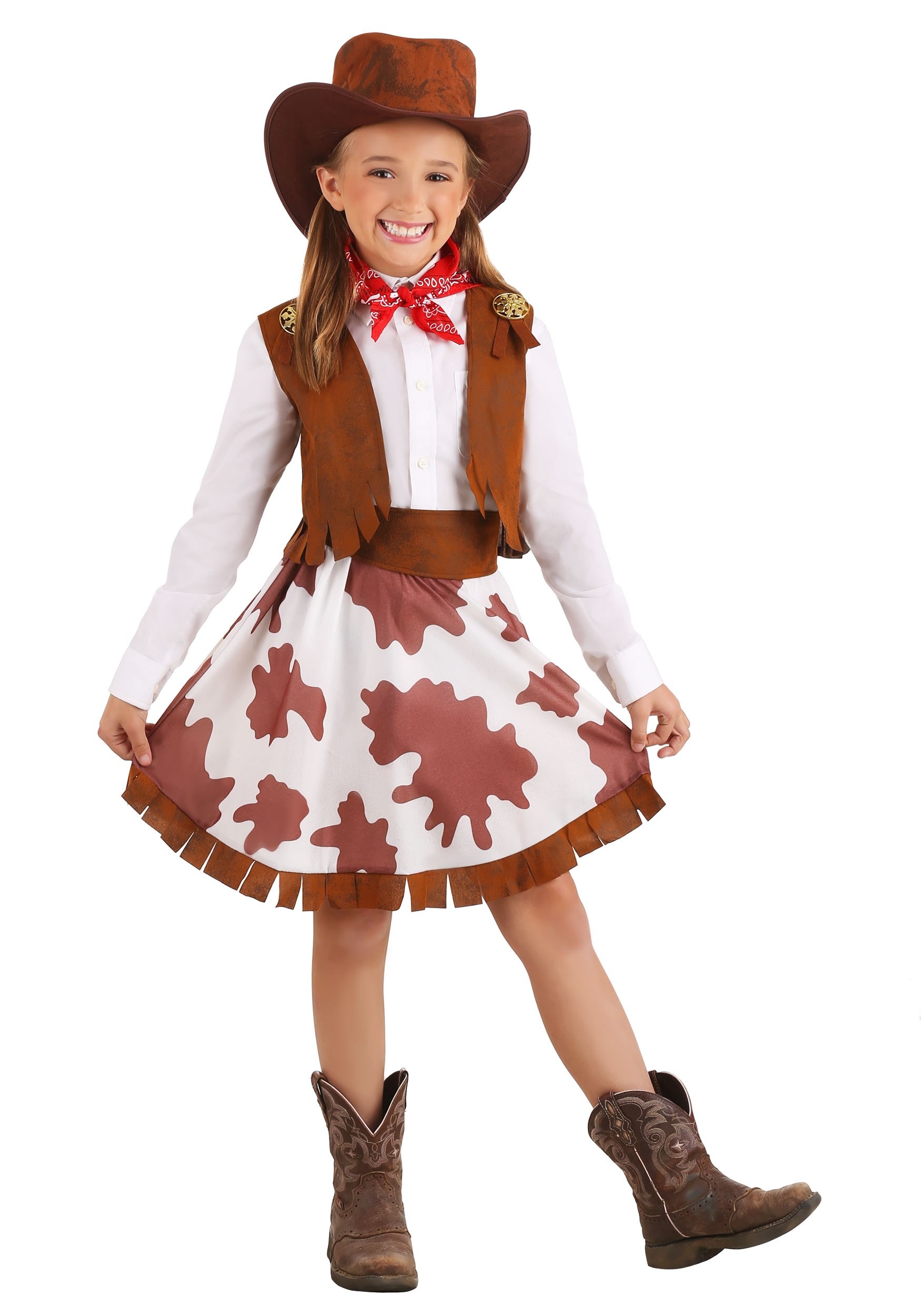 Photos - Fancy Dress Forum Novelties, Inc Girls Sweetheart Cowgirl Costume Brown/Red/Wh