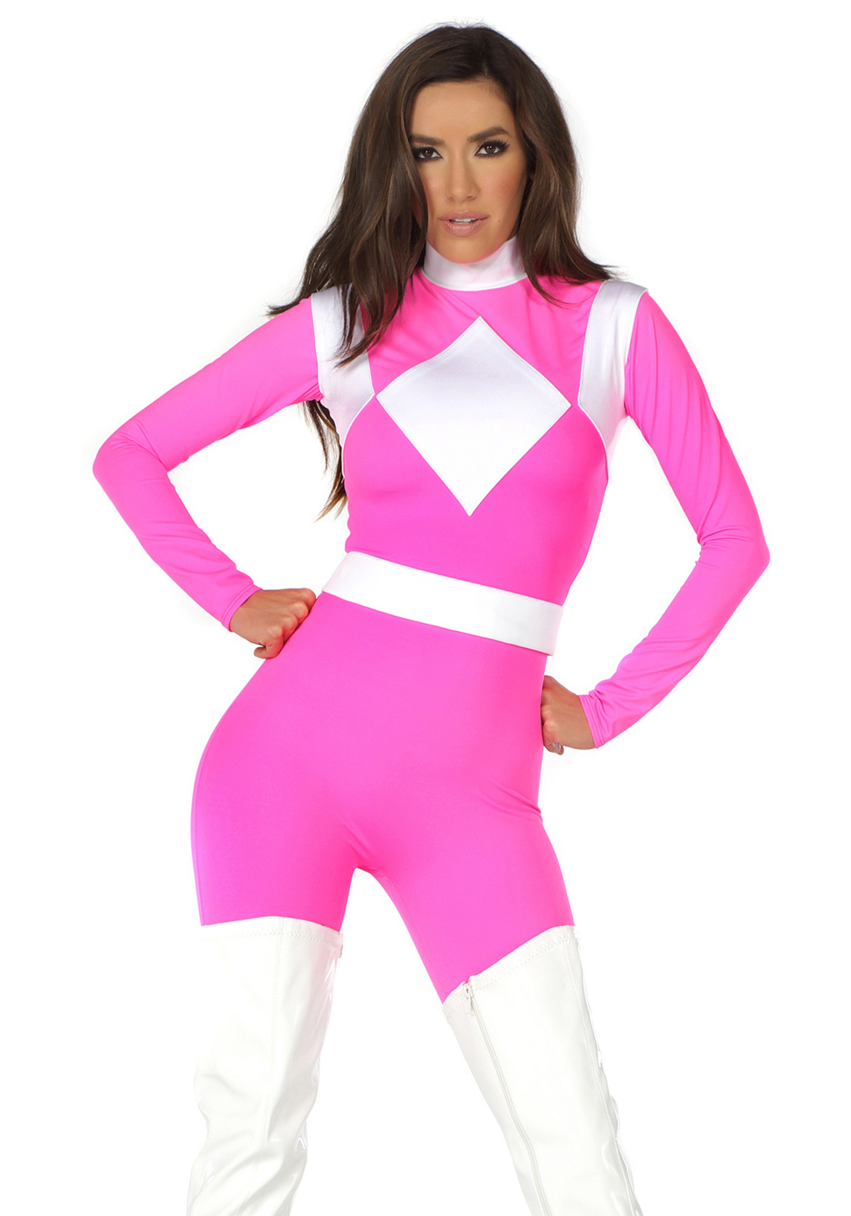 Disguise Pink Power Ranger Adult Womens Sassy Bodysuit Halloween Costume 55...
