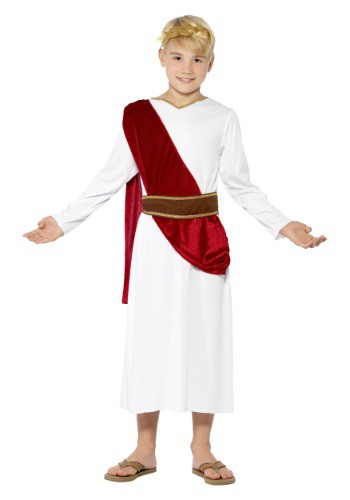 Smiffy's Children's Roman Boy Costume, Robe, Belt and Headpiece, Ages 4-6, Size: Small, Color: White, 44061