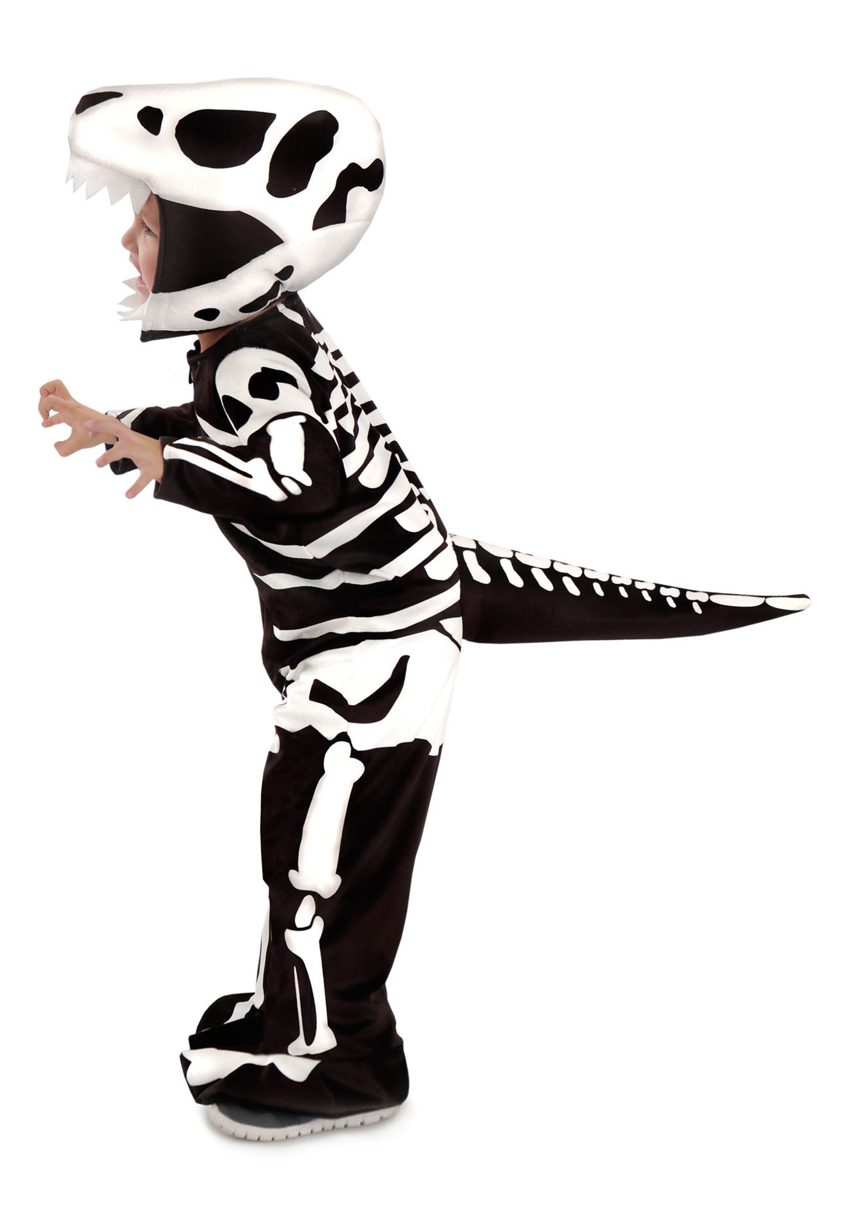 T-Rex Skeleton Costume Halloween Scary Boys Childrens Fancy Dress Outfit