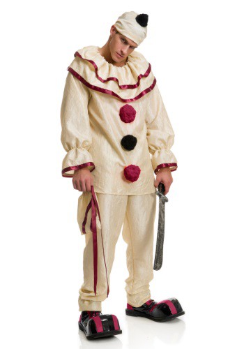 Vintage Scary Clown Costume with Red Trim