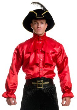 Men's Red Satin Ruffle Shirt