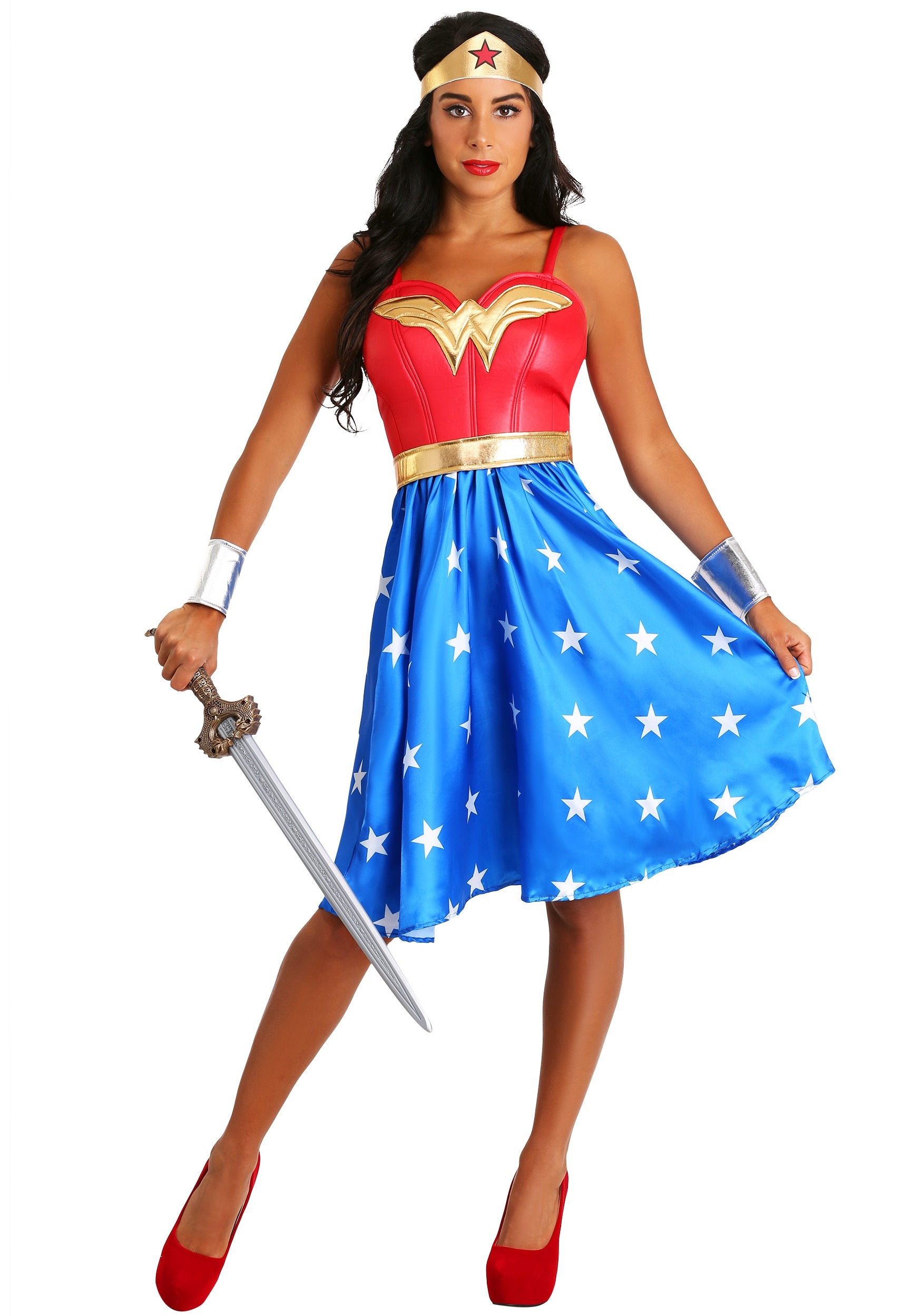 Costume Wonder Woman Per Bambina - Maglietta E Mantello, Ufficiale DC Comics, Taglia Junior