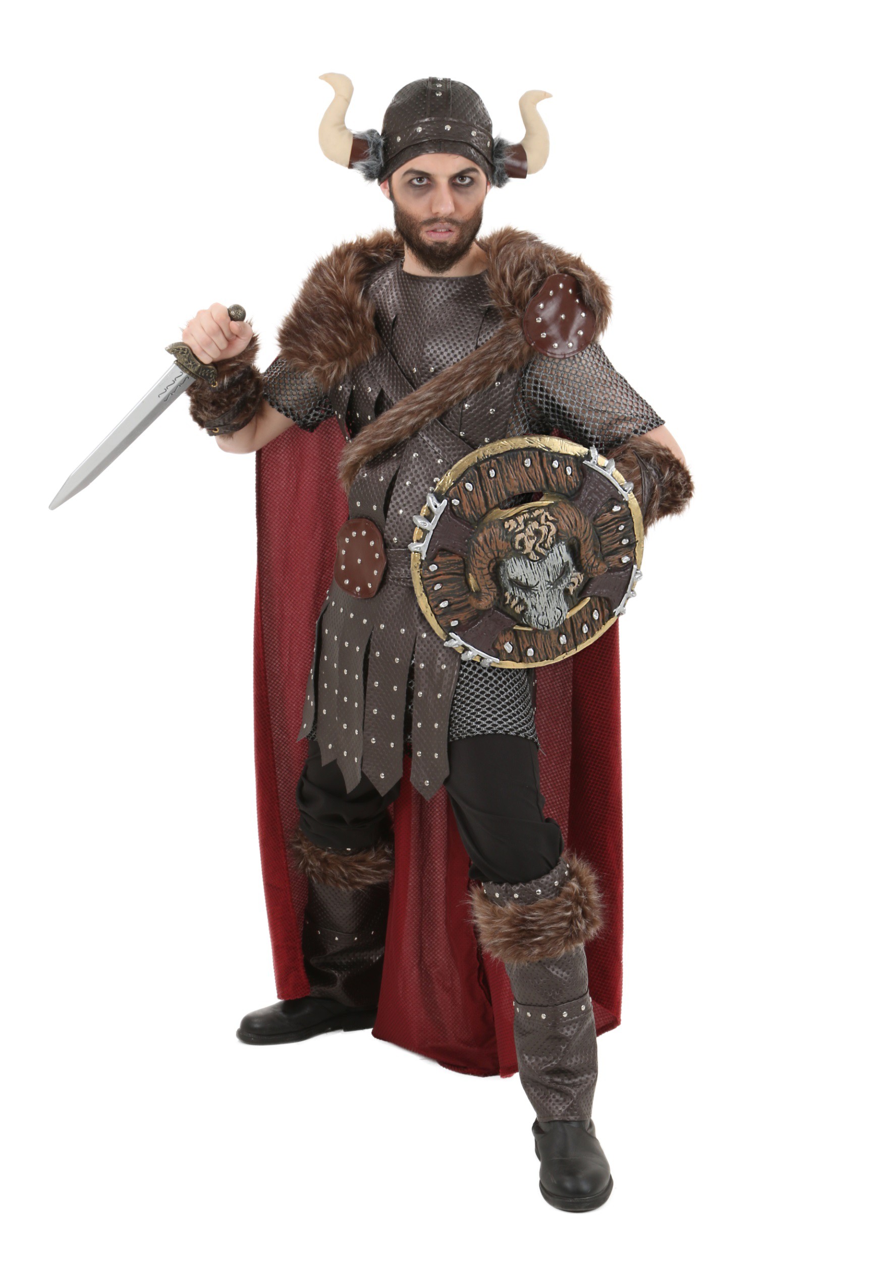 Viking Mens Fancy Dress Saxon Warrior Adults Historical Barbarian Costume Outfit 