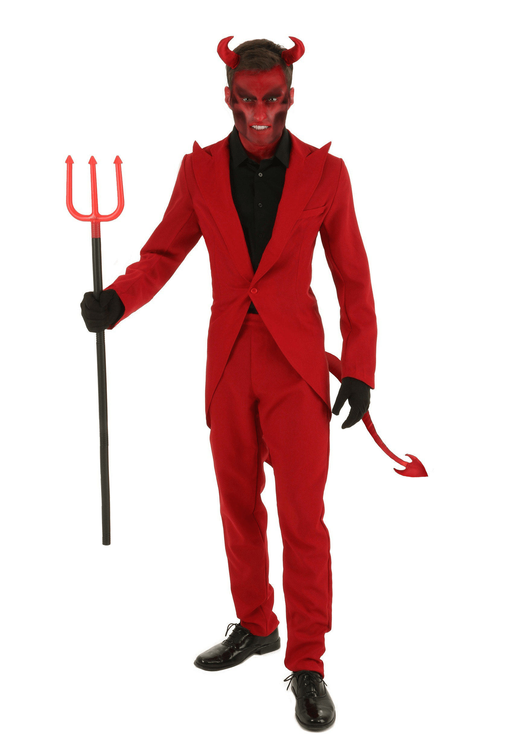Spikey Red Devil Fancy Dress Wig Halloween Mens Costume Outfit Adult Accessory 