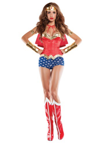 Women's Corseted Wonder Lady Costume