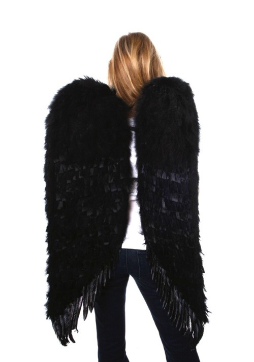 Large Black Feather Angel Wings