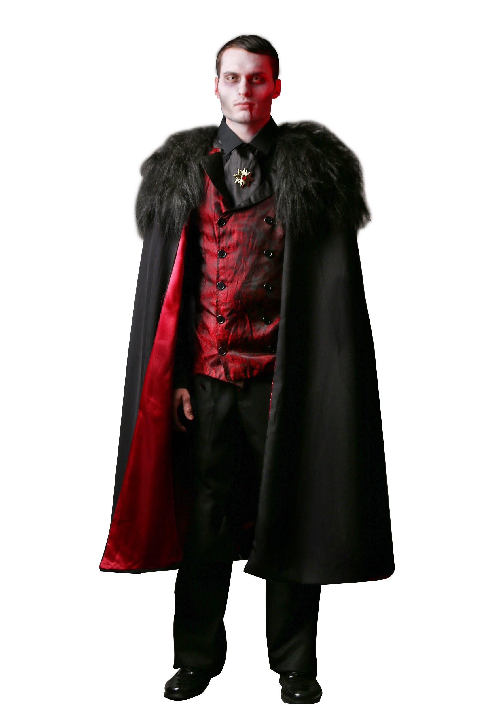 Photos - Fancy Dress Deluxe FUN Costumes  Vampire Costume for Men Black/Red 