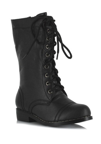 Kids Black Military Boots