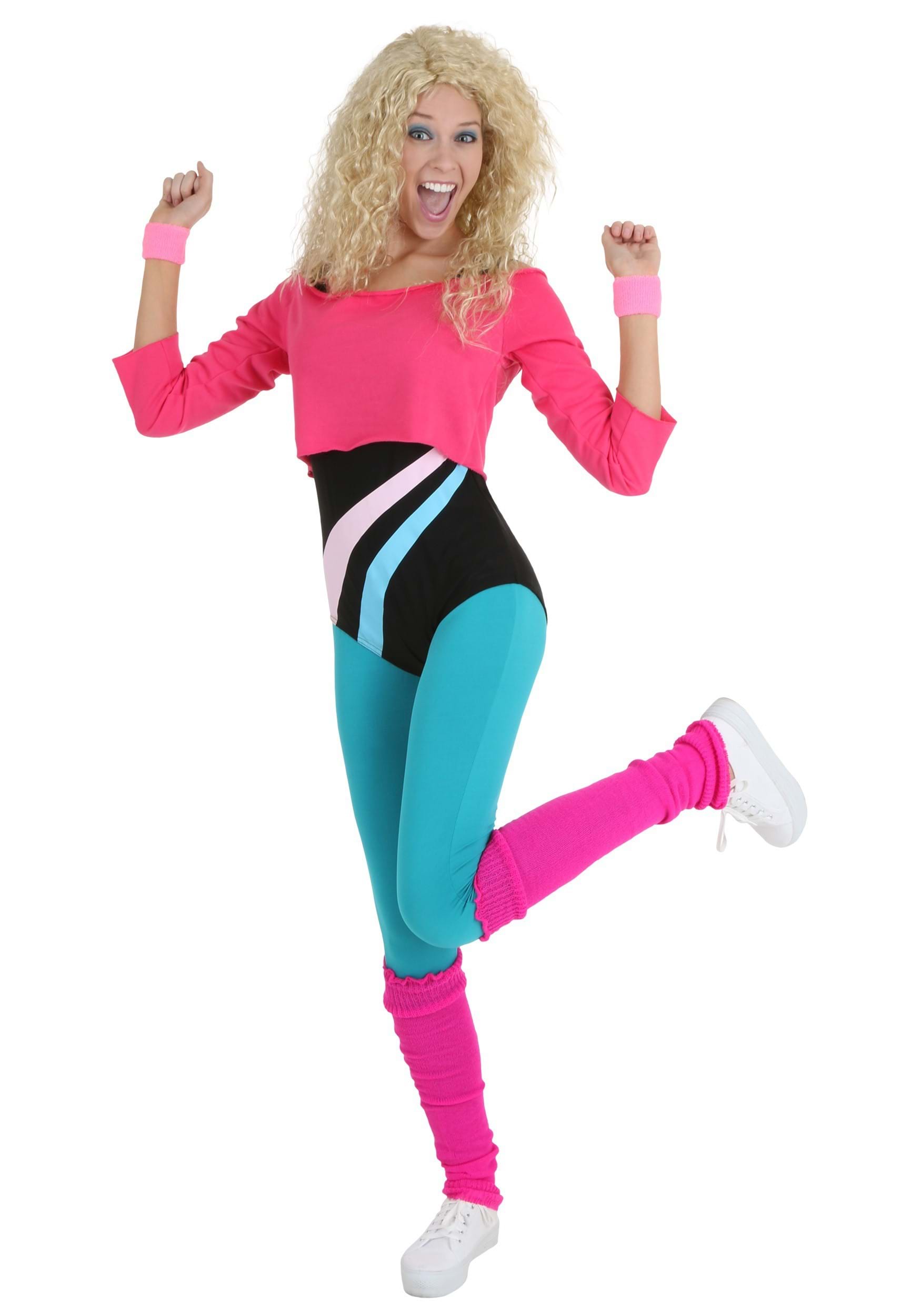 Photos - Fancy Dress FUN Costumes Women's 80's Workout Girl Costume Pink/Blue