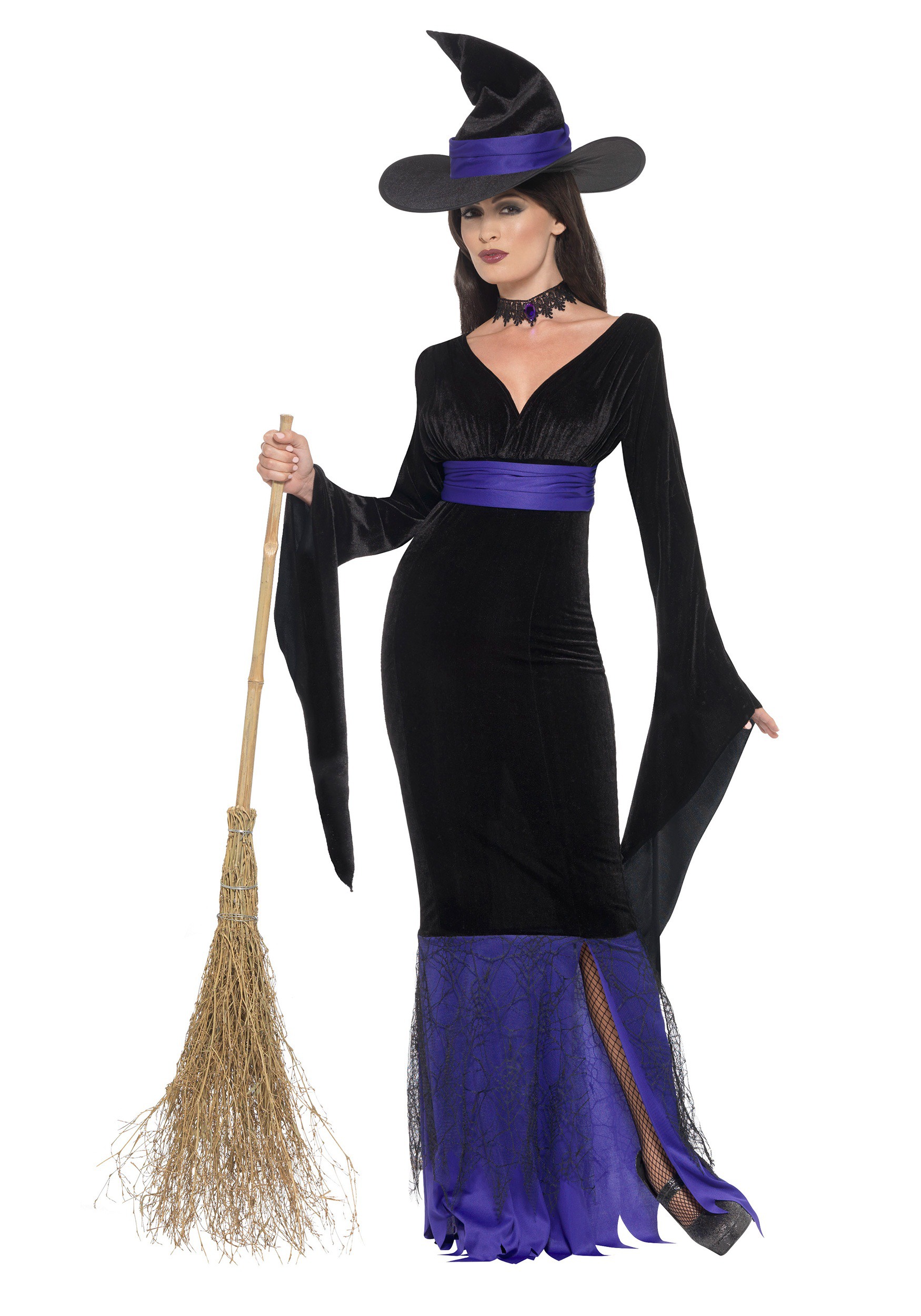 Ladies Adult Witch with Jumbo Face Costume Women Halloween Fancy Dress Accessory 