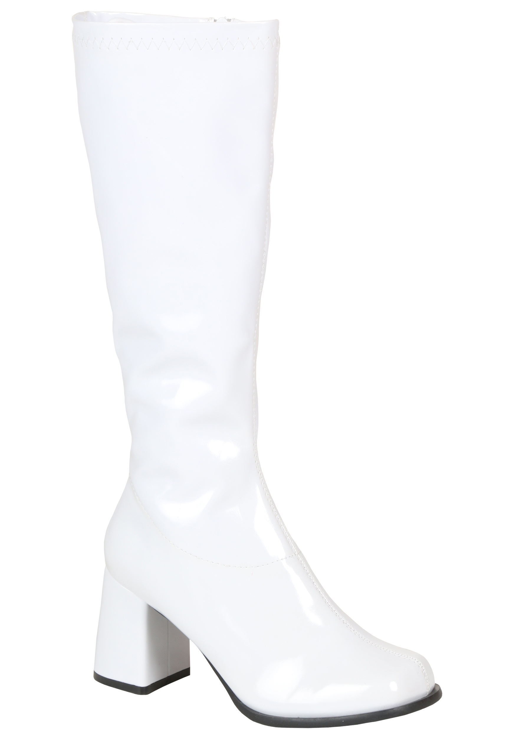 white vinyl gogo boots