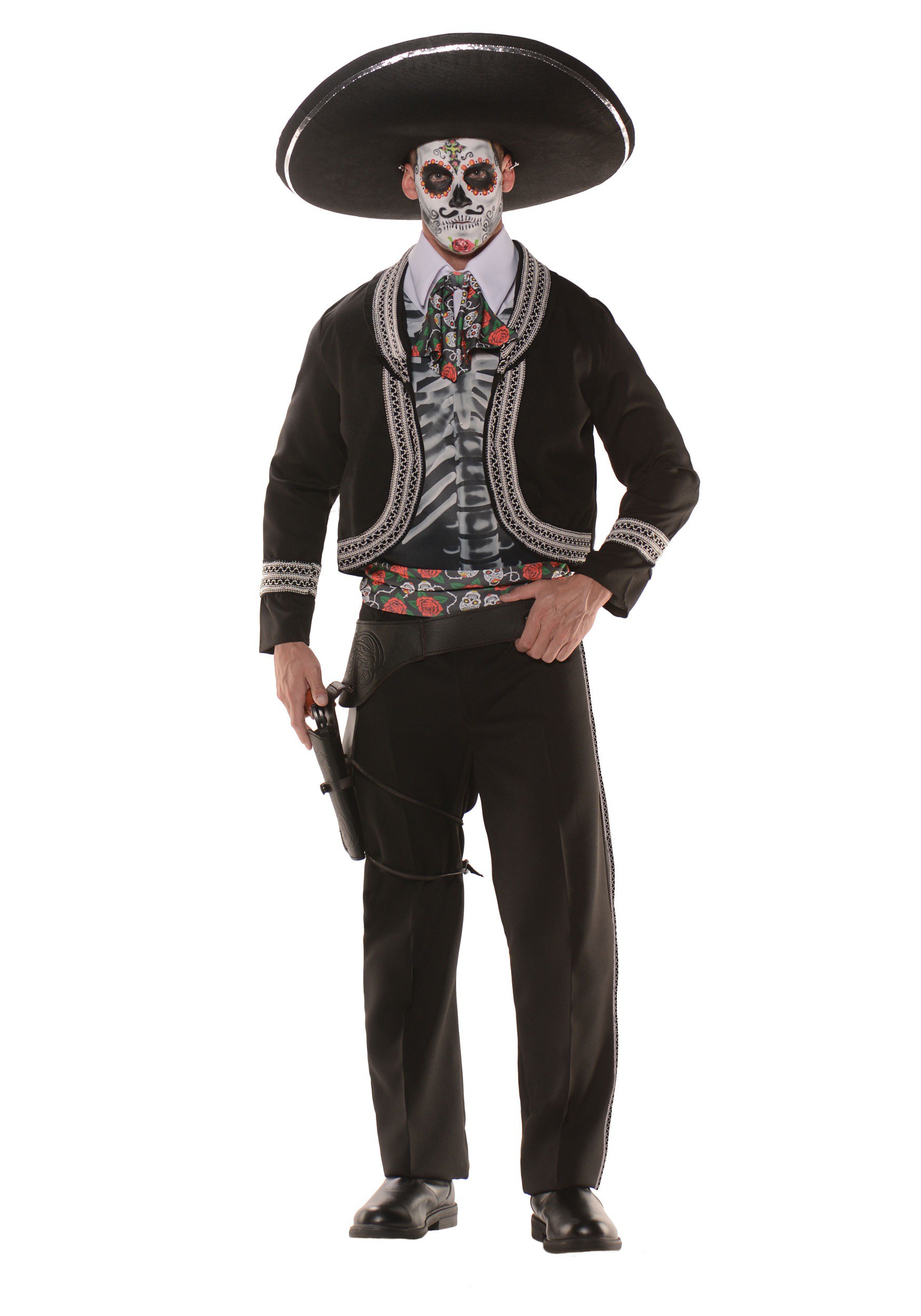 Mens Day of the Dead Skeletons Mexican Costume Halloween Adult Skull Spanish Hat