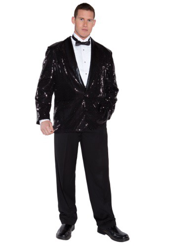big and tall halloween costumes - Black Sequin Jacket
