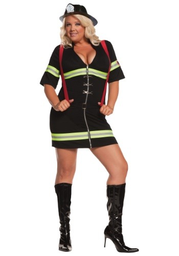 Womens Plus Size Sexy Firegirl Costume