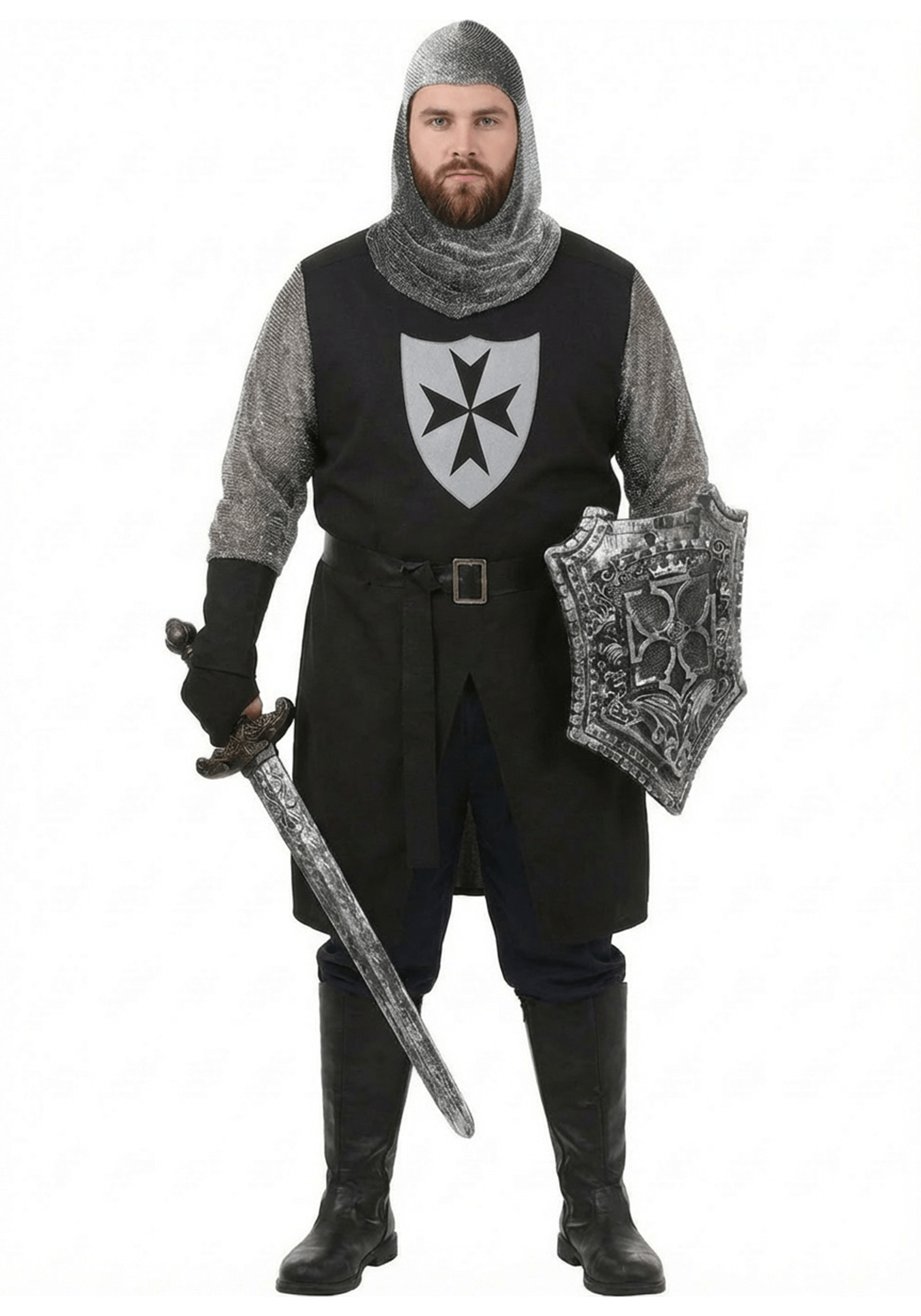 Men's Plus Size Black Knight Costume | Warrior Costumes