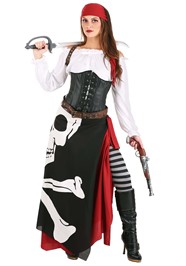 Women s Skeleton Flag Rogue Pirate Halloween Costume