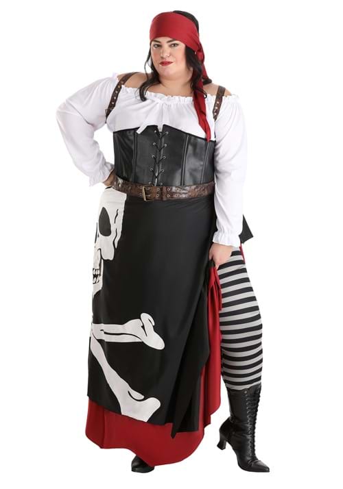 Plus Size Skeleton Flag Rogue Pirate Costume For Women 8736