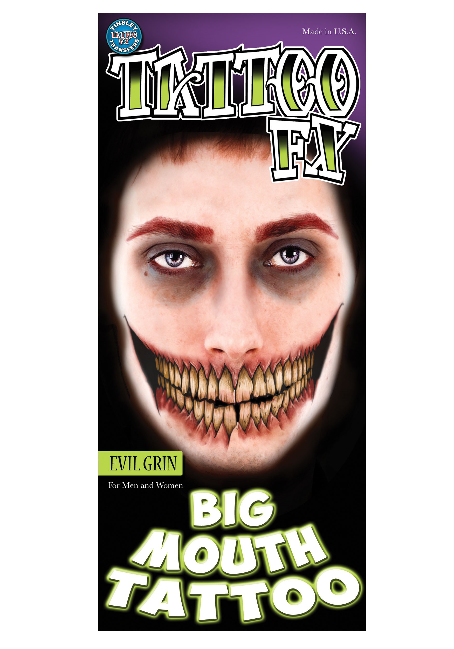 Big Mouth Evil Grin Kit de tatuaje temporal Multicolor