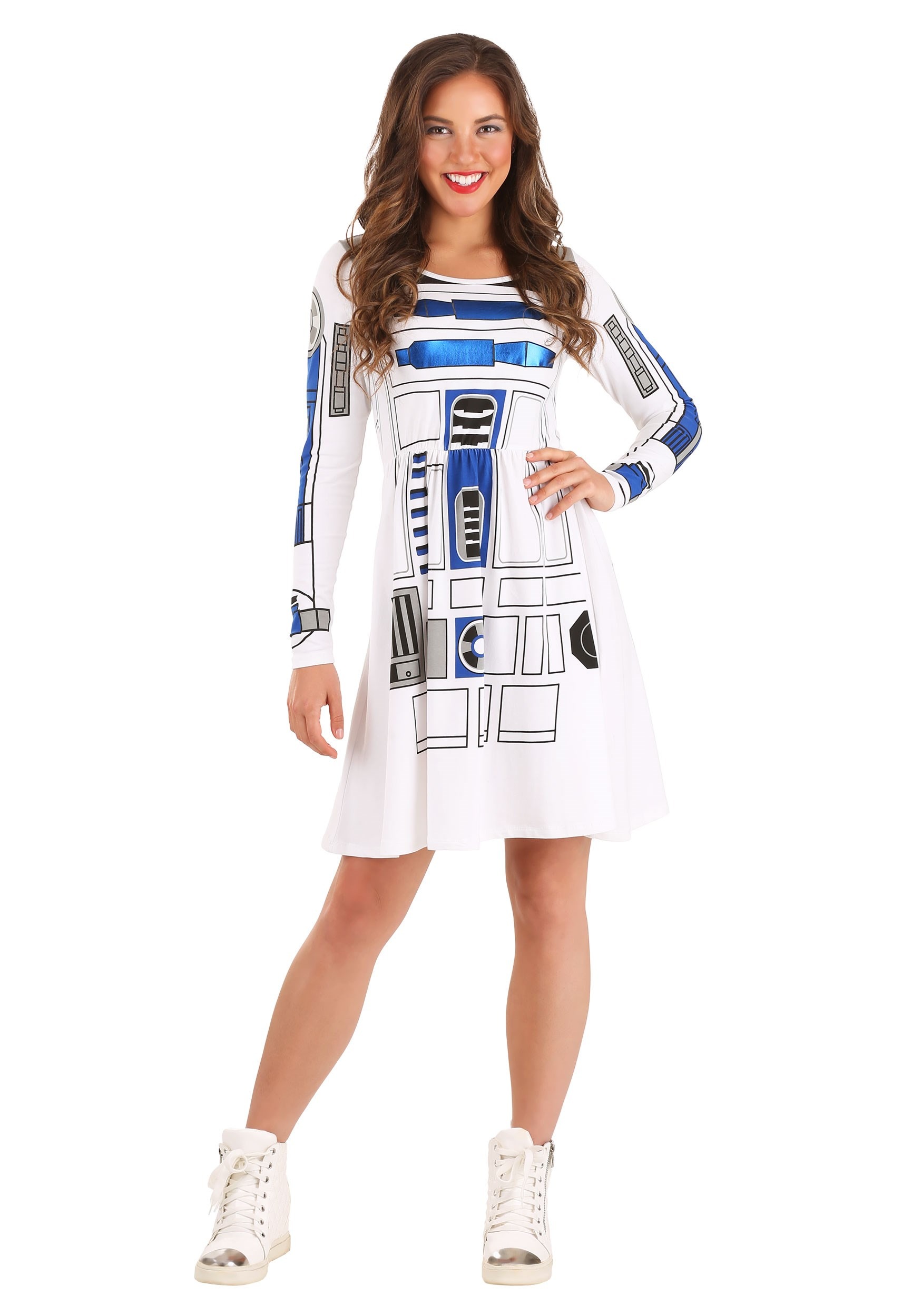 Photos - Fancy Dress Winsun Dress Mighty Fine Star Wars I Am R2D2 Skater Dress Women's Costume Blue/Whit 