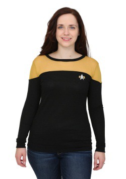 Star Trek Juniors Sheer Yoke Gold Sweater