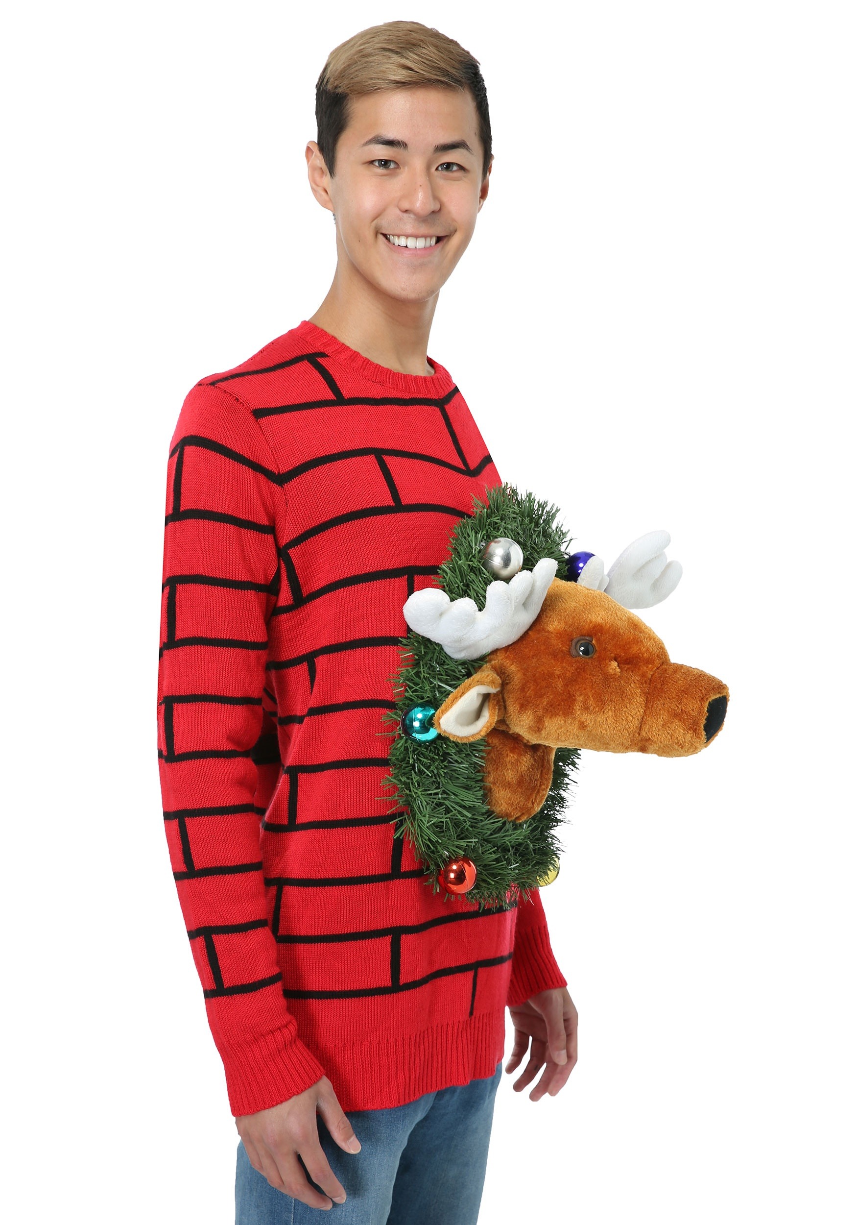 Sweater de Navidad fea de la cabeza de renos Multicolor – Yaxa Store