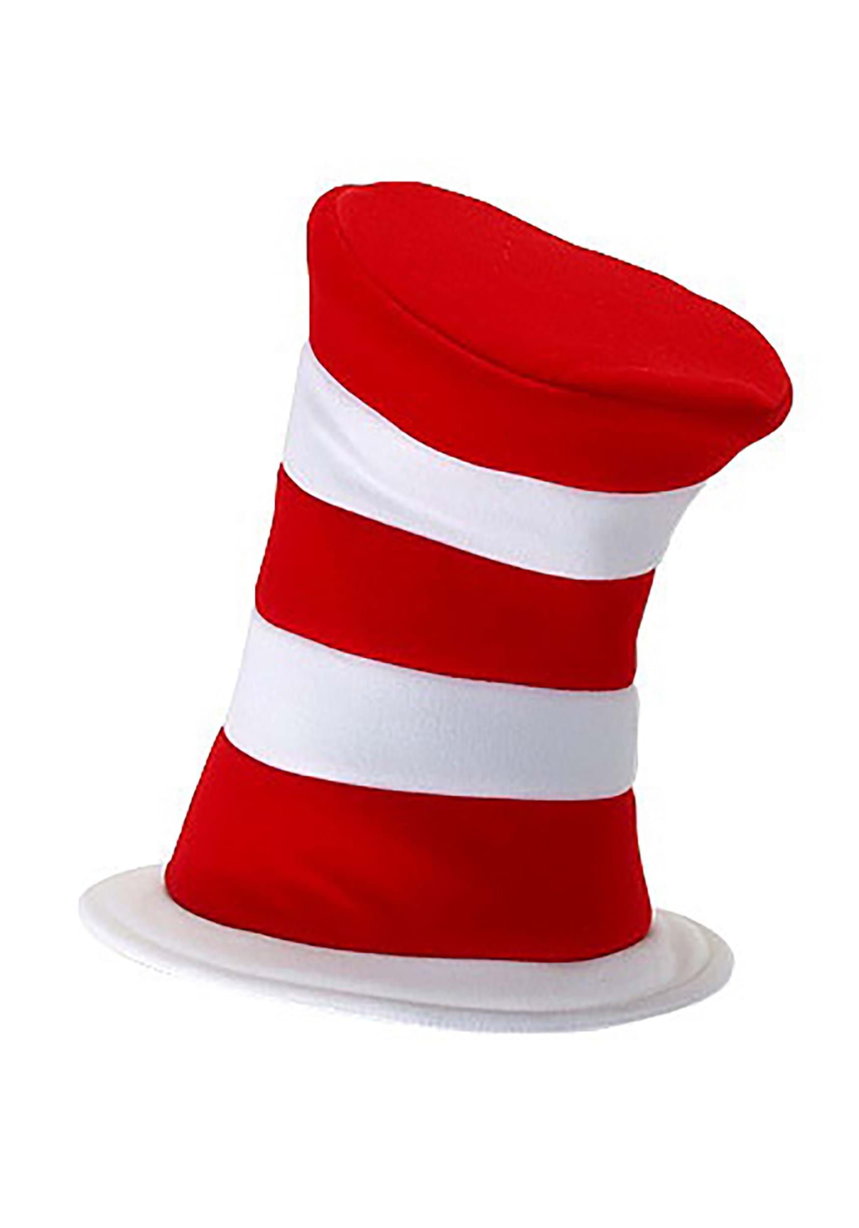 Deluxe Cat In The Hat Plush Velboa Costume Hat For Adults