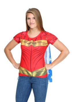 Wonder Woman Sublimated Juniors Caped Tee