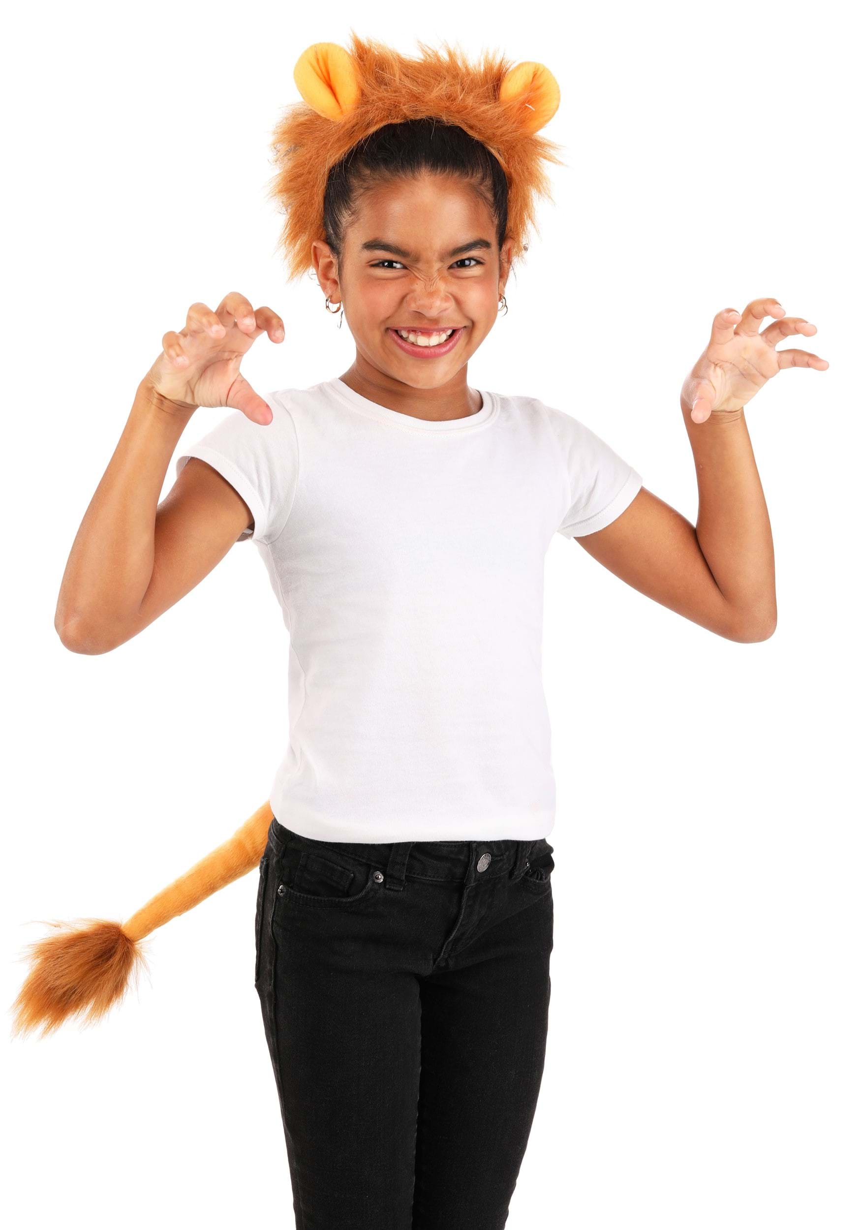 Black & White Cat/Dog/Lion Ears & Tail Set One Size Fab 