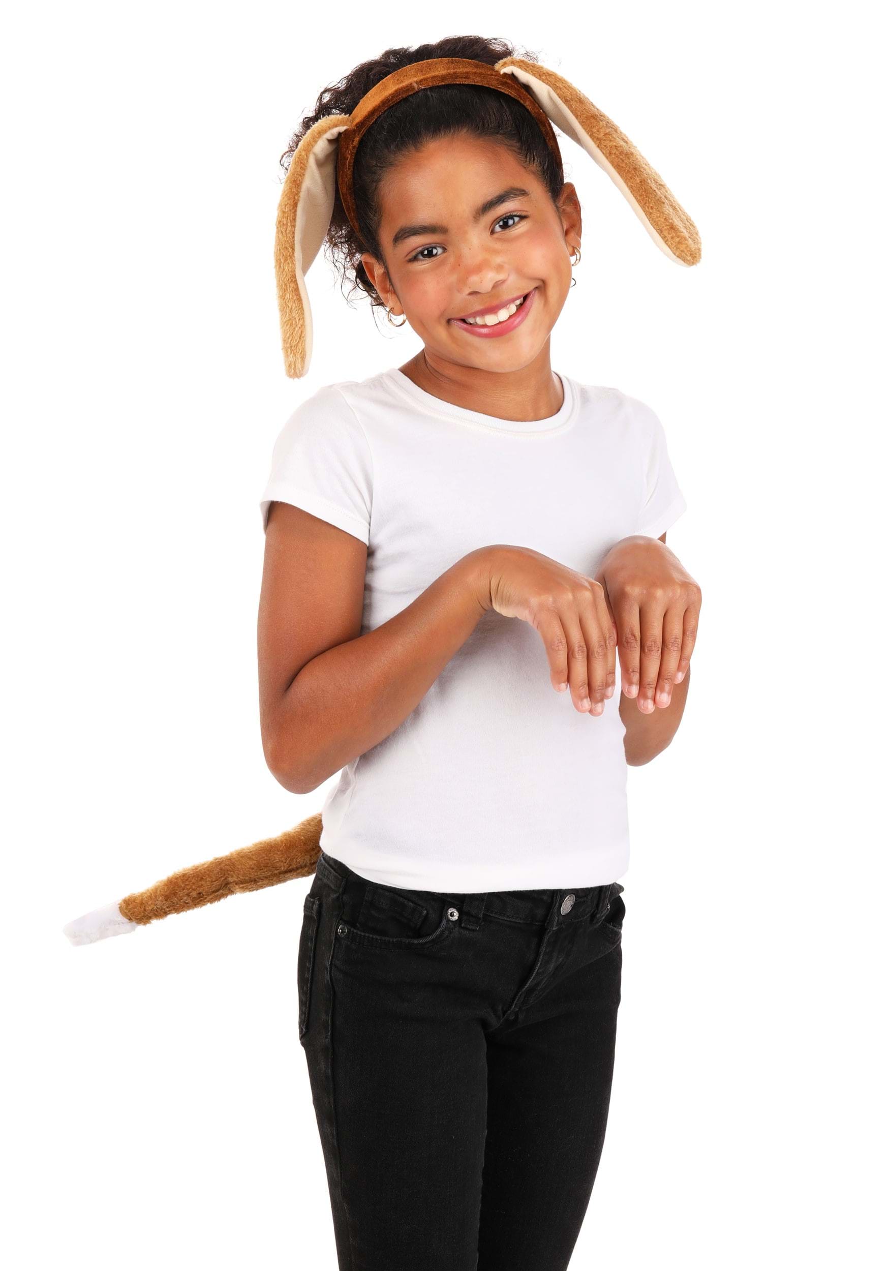 Brown Puppy Dog Ears Headband Posable Tail Canine Animal Halloween Accessory