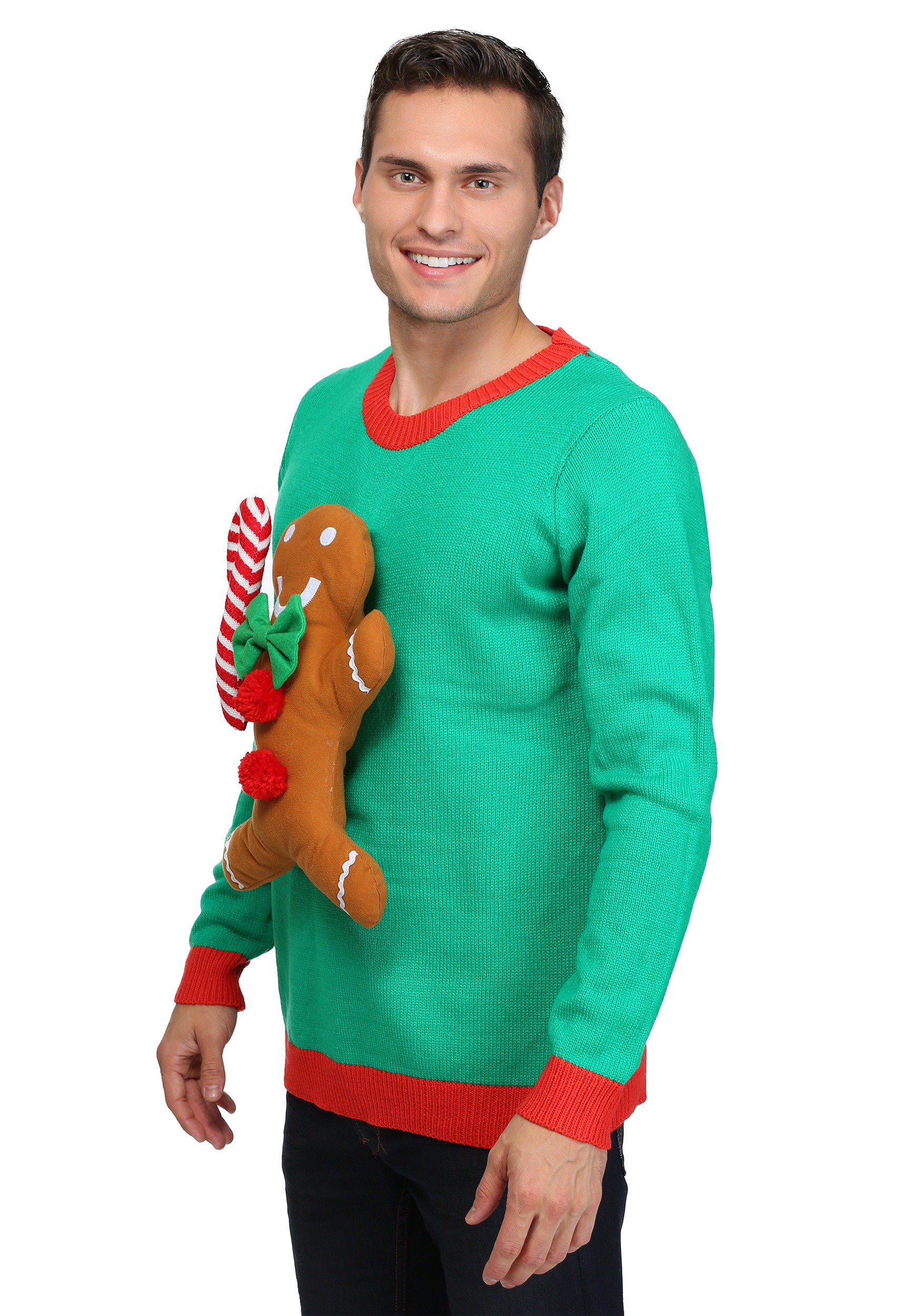 3D Gingerbread Man Ugly Christmas Sweater