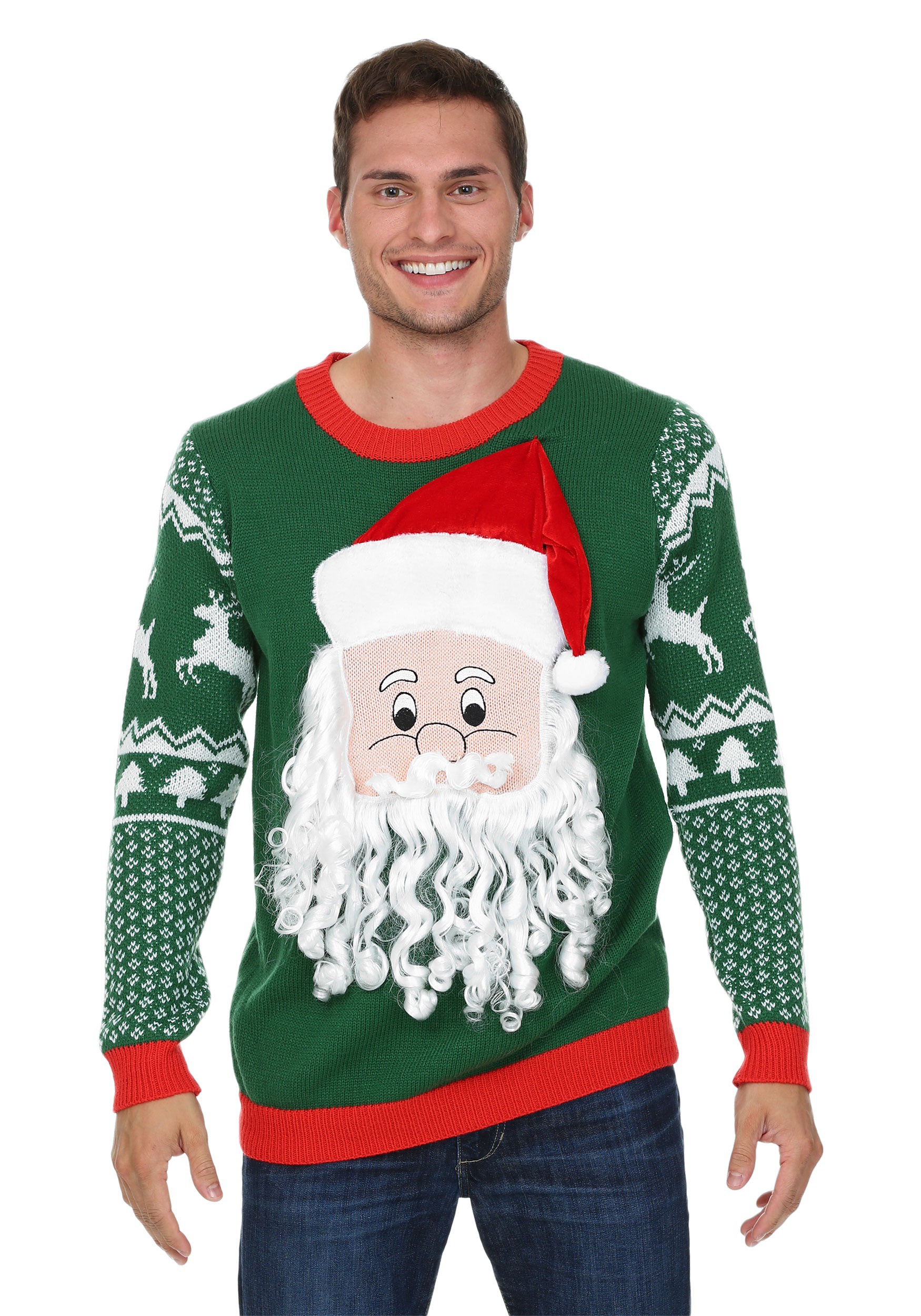 3D Santa Face Ugly Christmas Sweater