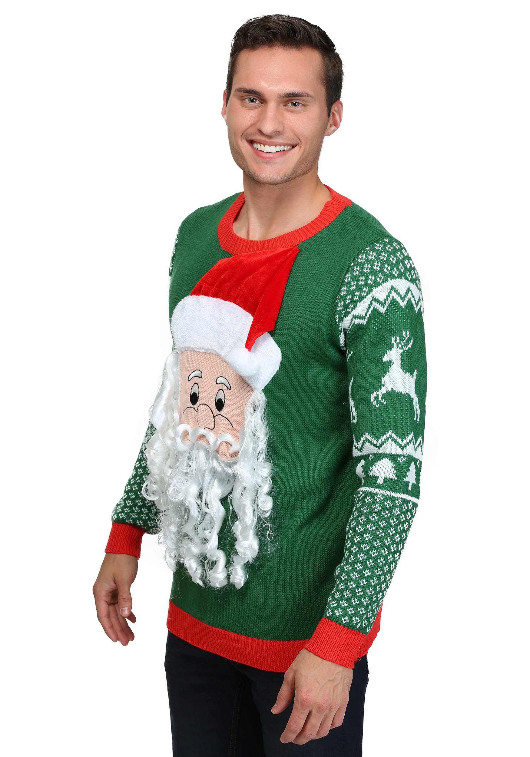 3D Santa Face Ugly Christmas Sweater