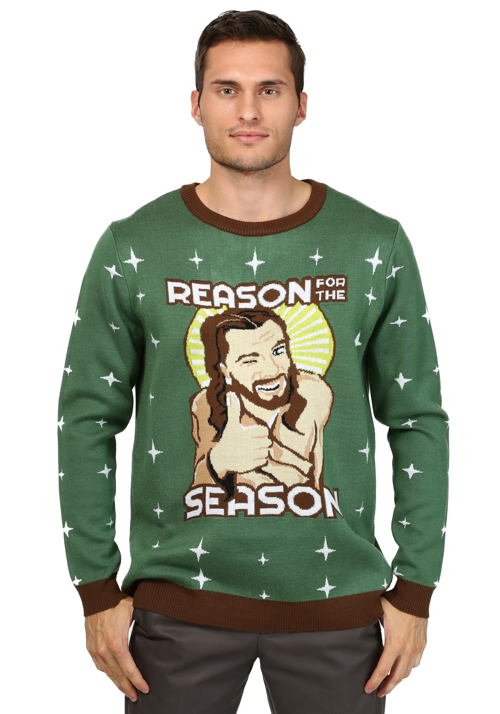 Elbow Patch Sequined Ugly Christmas Sweaters for Men and